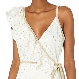 BCBGMAXAZRIA metallic-trim wrap dress